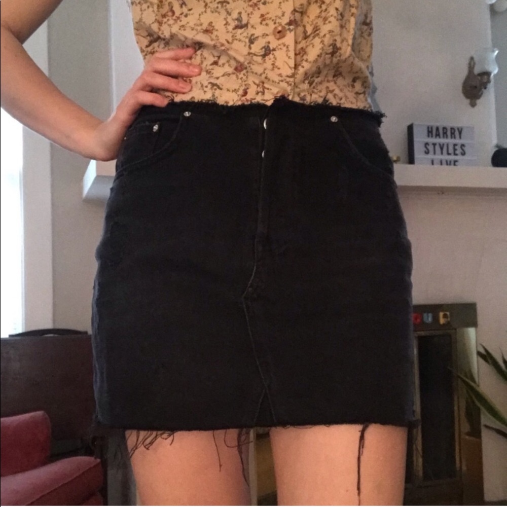 Urban Outfitters Black Distressed Jeans Skirt